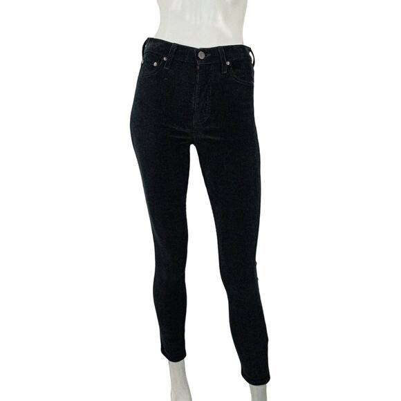 Alice + Olivia High-Rise Ankle Skinny Corduroy Jean Black Size 25 - Picture 1 of 10